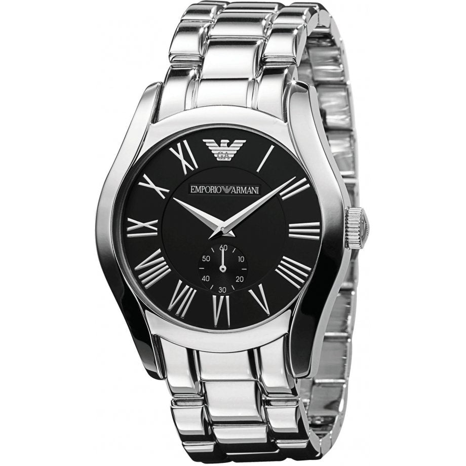 Emporio Armani Men's Valente Black Dial Stainless Steel Watch - AR0680